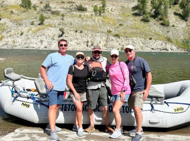 group on a scenic float down the snake river