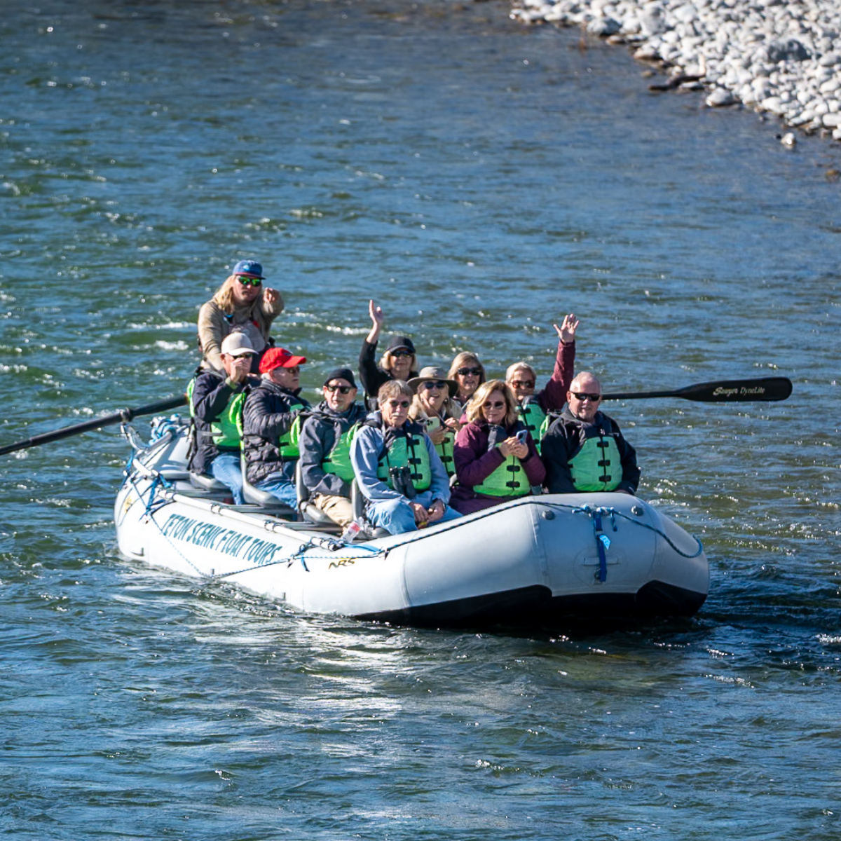 boat full of teton scenic float tour participants